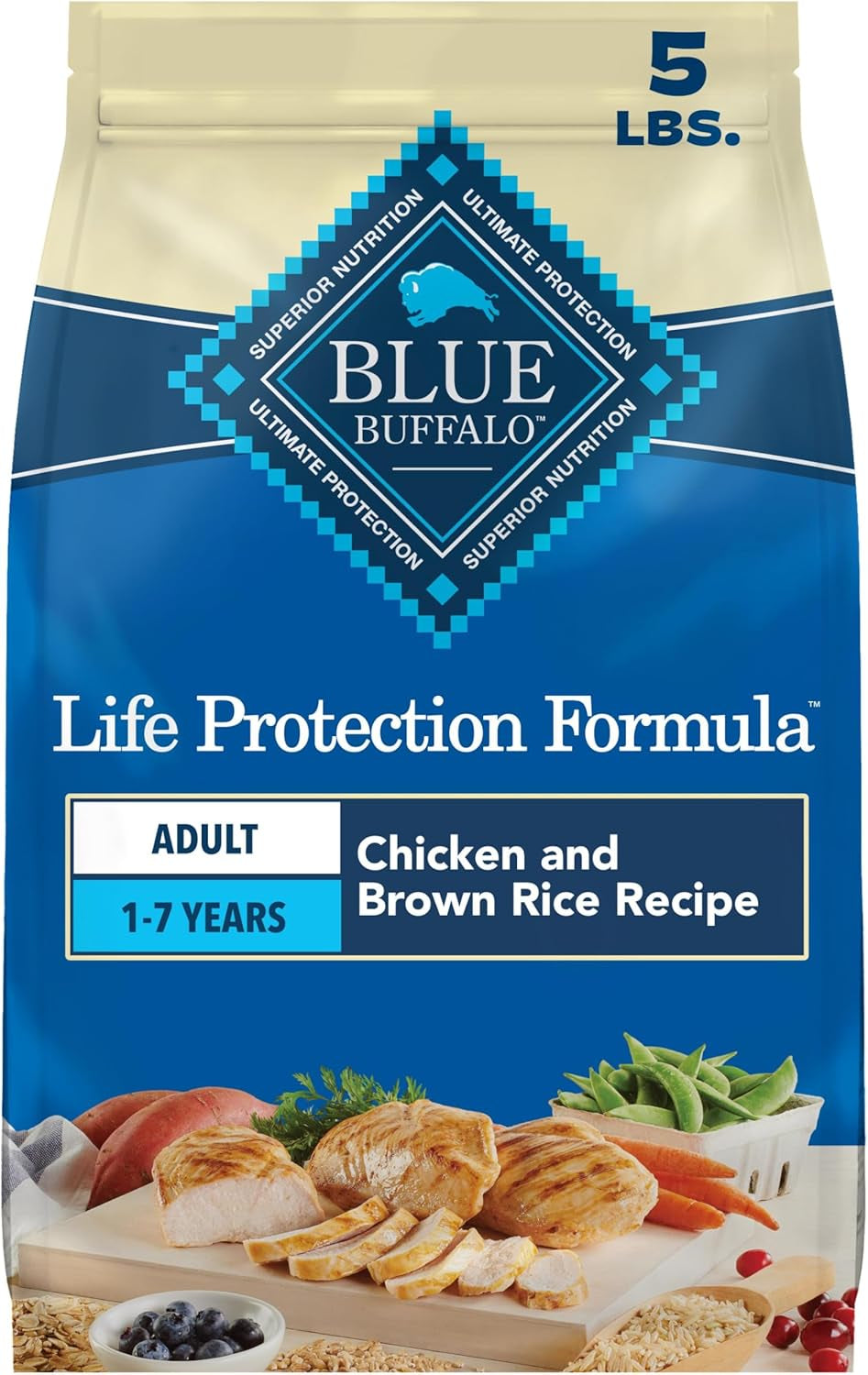 Life Protection Formula Chicken & Brown Rice Adult Dry Dog Food, Supports Immunity with Antioxidant-Rich Lifesource Bits, Promotes Healthy Muscle Development, Skin & Coat Health, 5 Lbs.