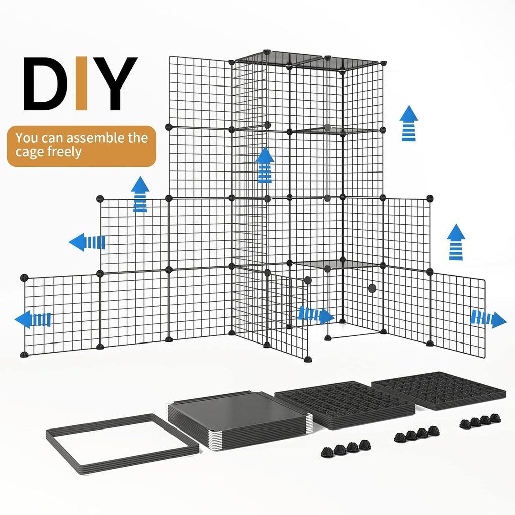55 Inch Catio Outdoor Cat Enclosure with Super Large Enter Door, Balcony Cat Playpen with Platforms,Diy outside Cat Patio Large Exercise Place Ideal for 1-3 Cats
