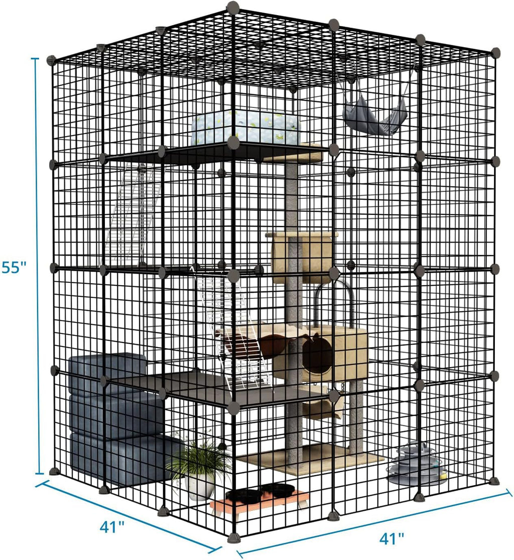 55 Inch Catio Outdoor Cat Enclosure with Super Large Enter Door, Balcony Cat Playpen with Platforms,Diy outside Cat Patio Large Exercise Place Ideal for 1-3 Cats